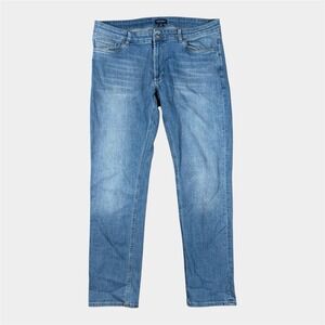Peter Millar Crown Crafted Jeans Mens 38x34(33) Blue Stone Washed Tailored Fit